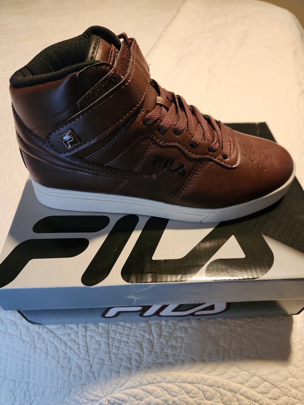 FILA Men’s Brown High-Top Leather Sneakers